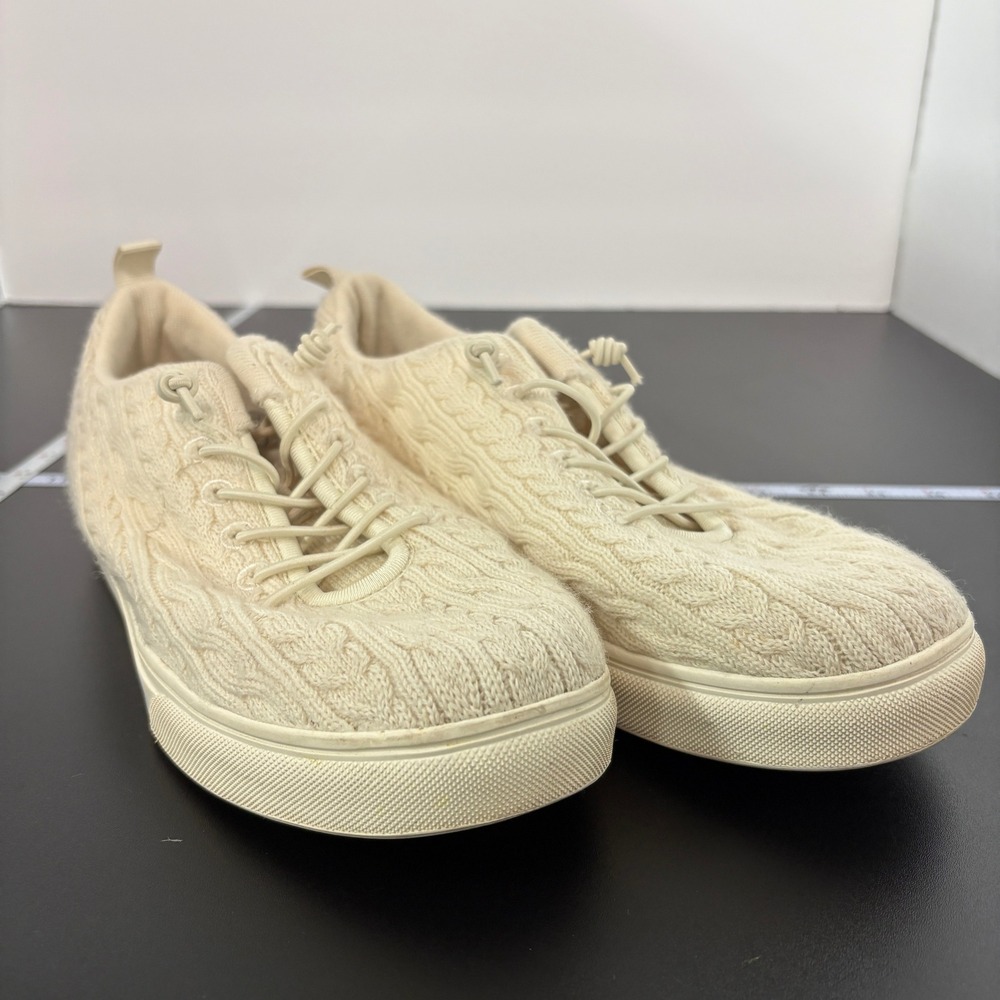 Woolloomooloo Womens Cooma Sneakers 38 Cream Merino Wool Cable Knit Low Top Shoe